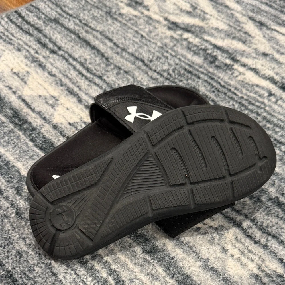 Under Armour Kids Black and White Slide Sandals